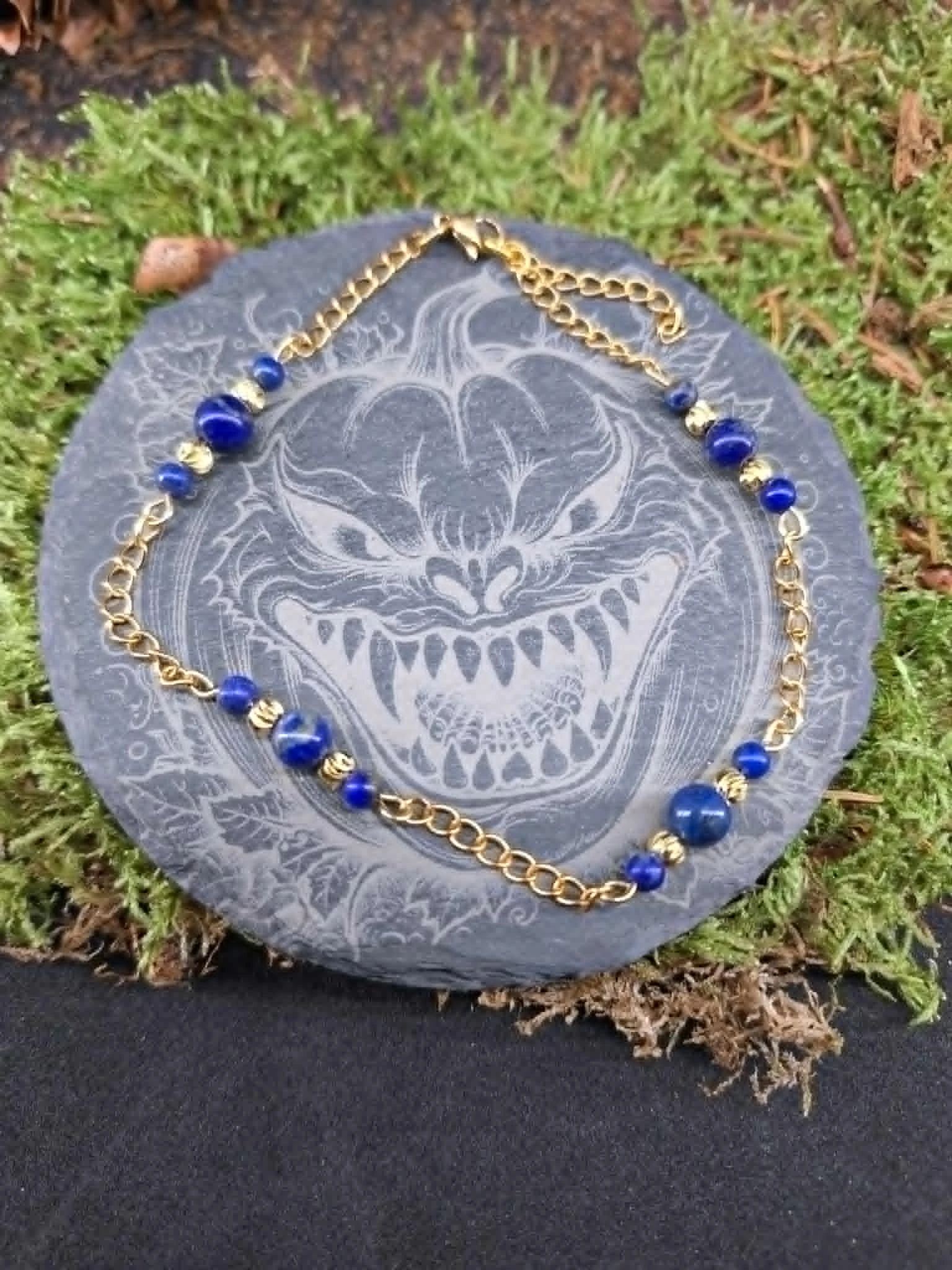 Bracelet cheville Lapis Lazuli 6mm /4 mm